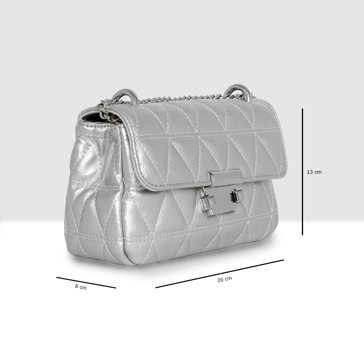 Diamond Quilted Lock Flap Slingbag For Womens