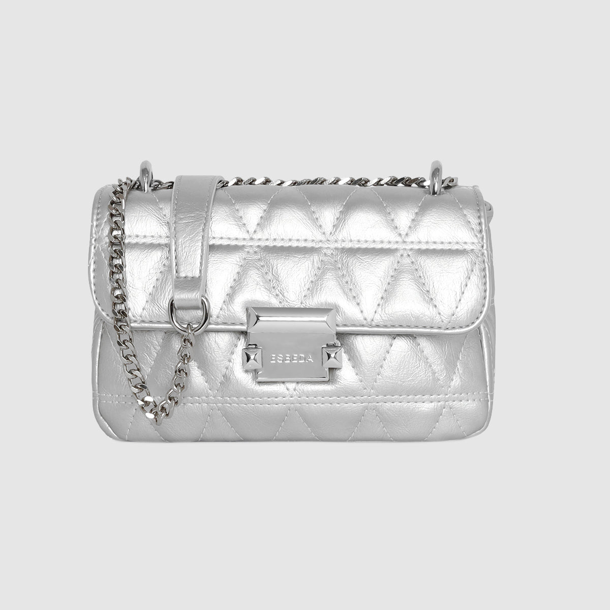 Diamond Quilted Lock Flap Slingbag For Womens