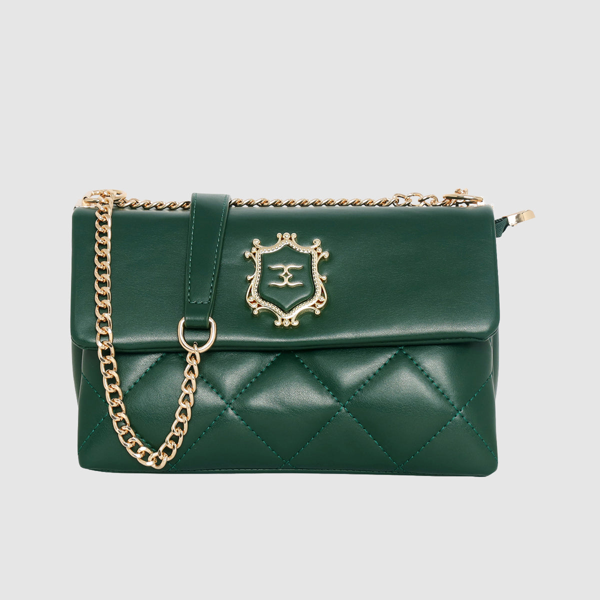 Emerald Crest Quilted Slingbag For women