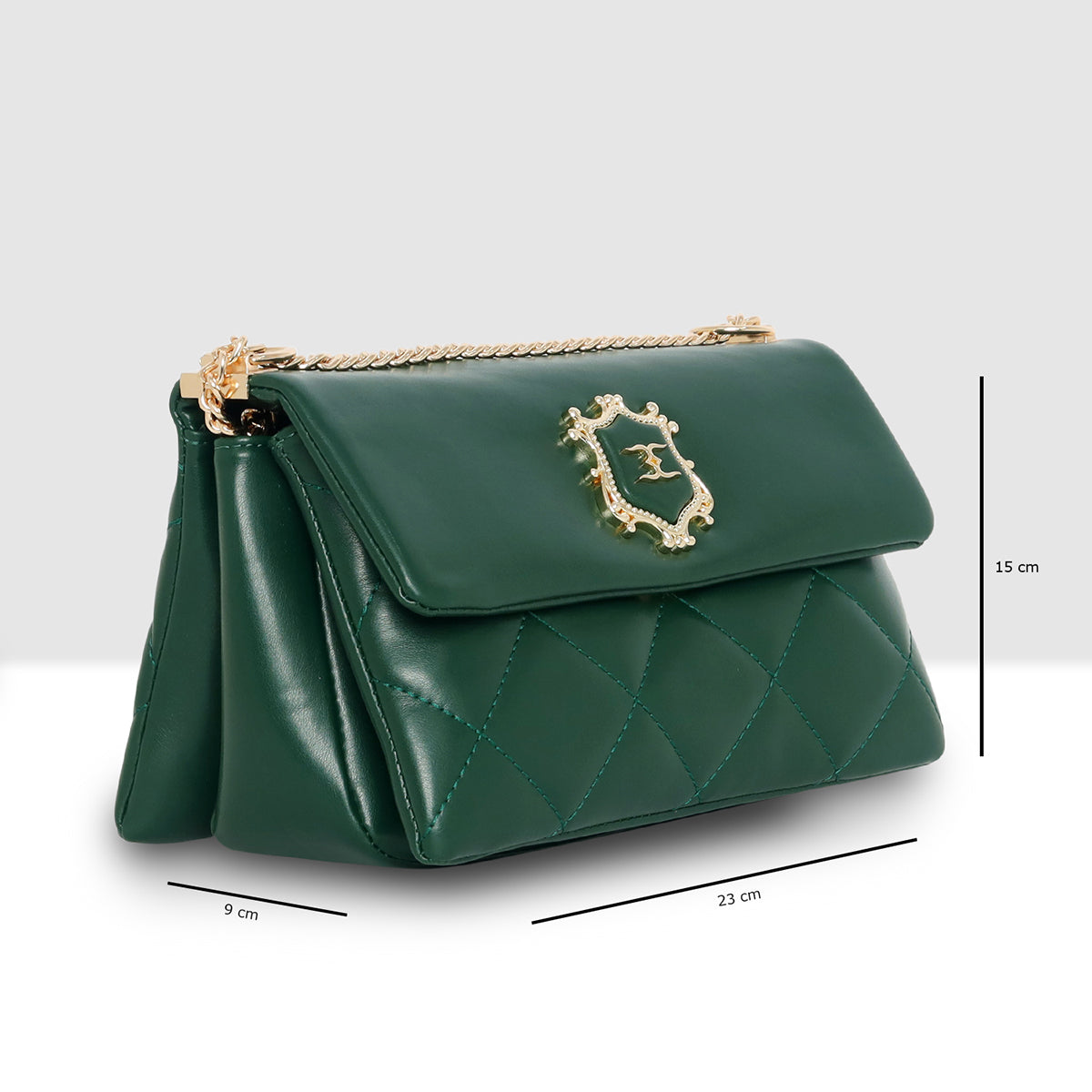 Emerald Crest Quilted Slingbag For women