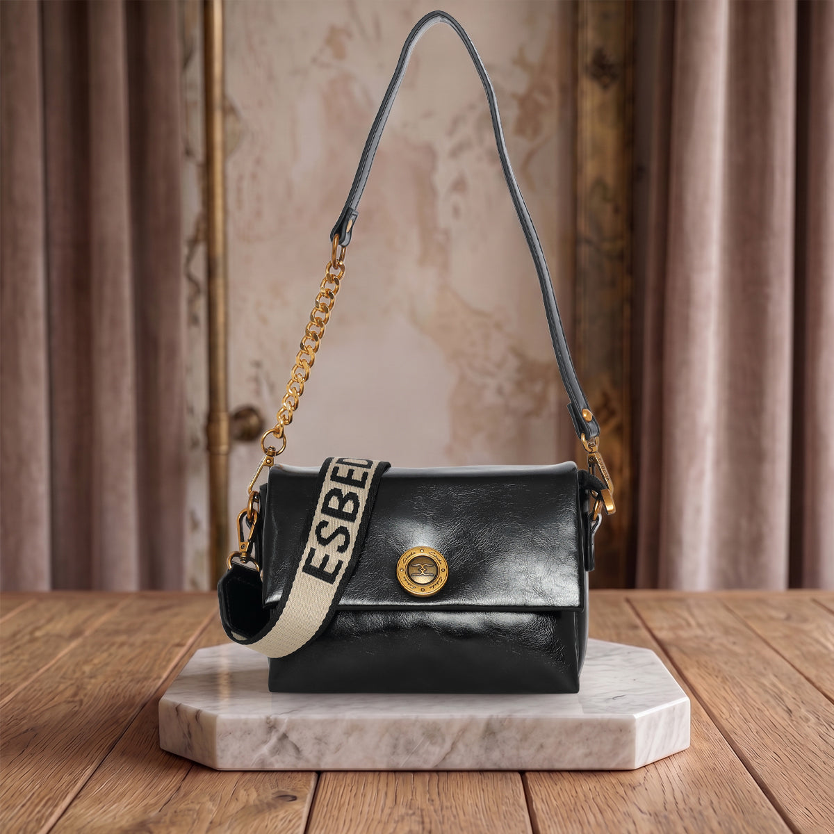 Glossy Shine Luxe Flap Slingbag For Womens