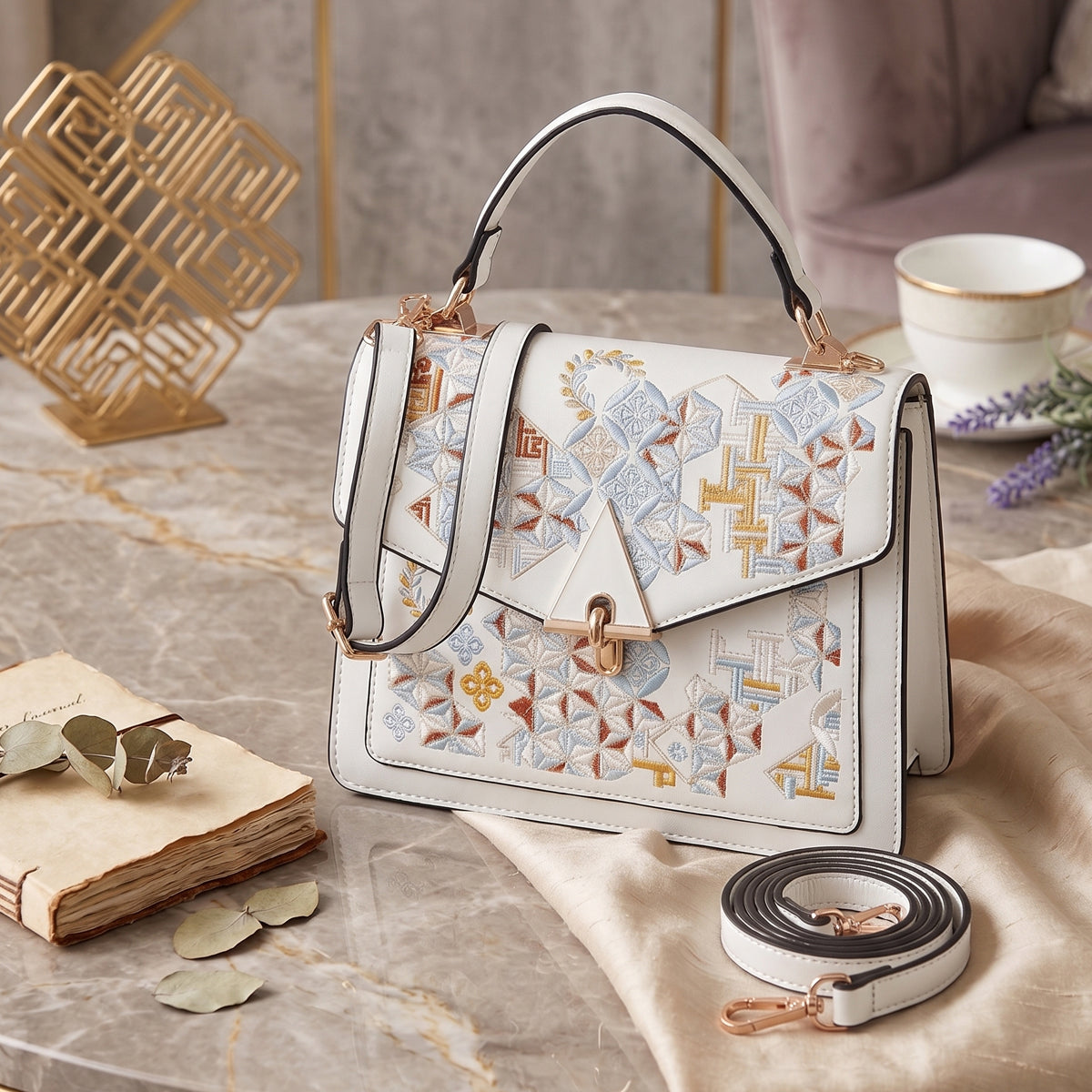 Heritage Embroidered Flap Slingbag For Womens