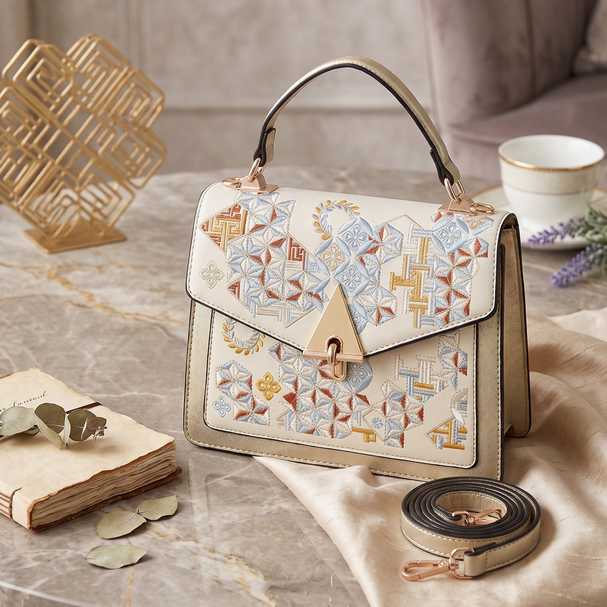 Heritage Embroidered Flap Slingbag For Womens
