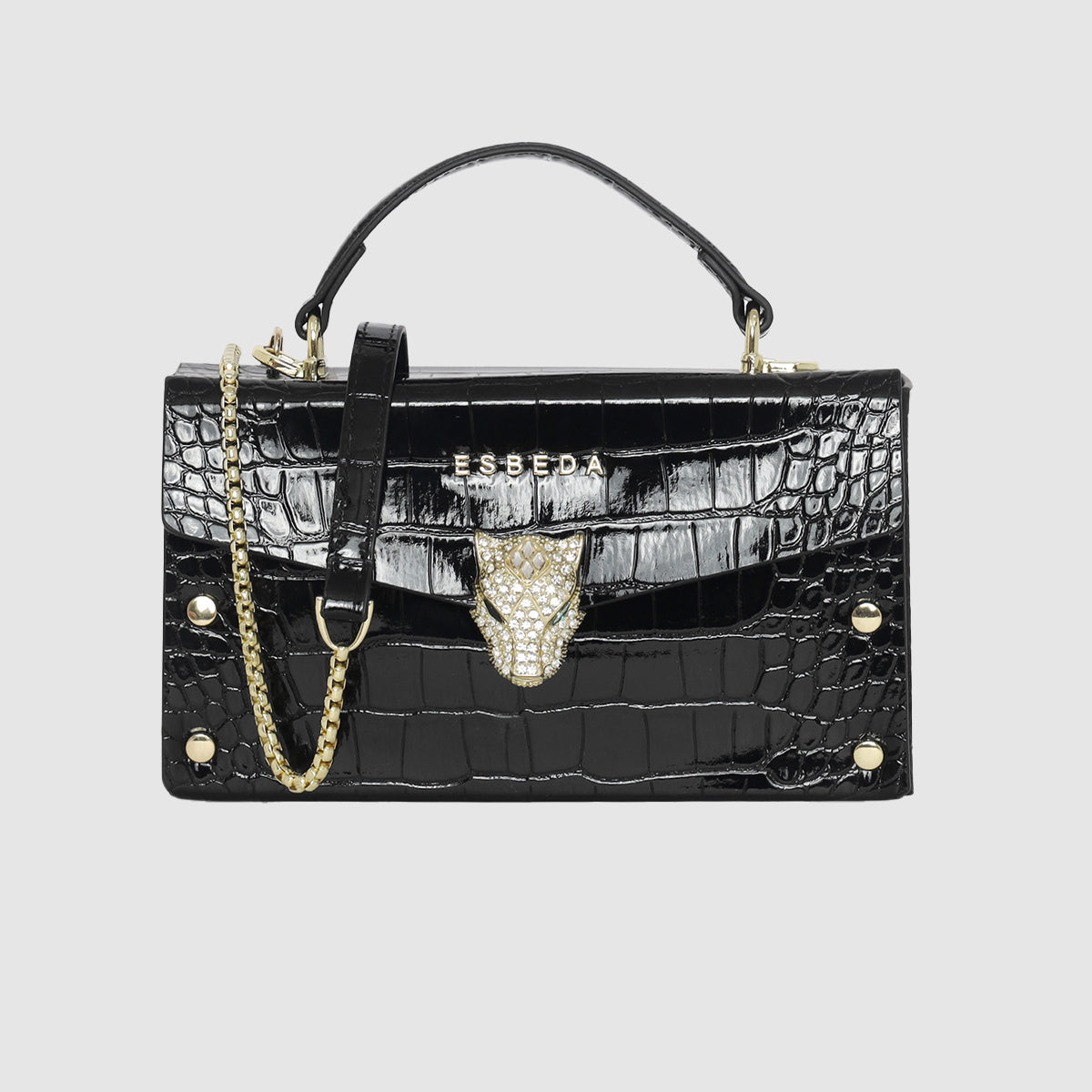 Royal Crystal Panther Lock Handbag For Womens