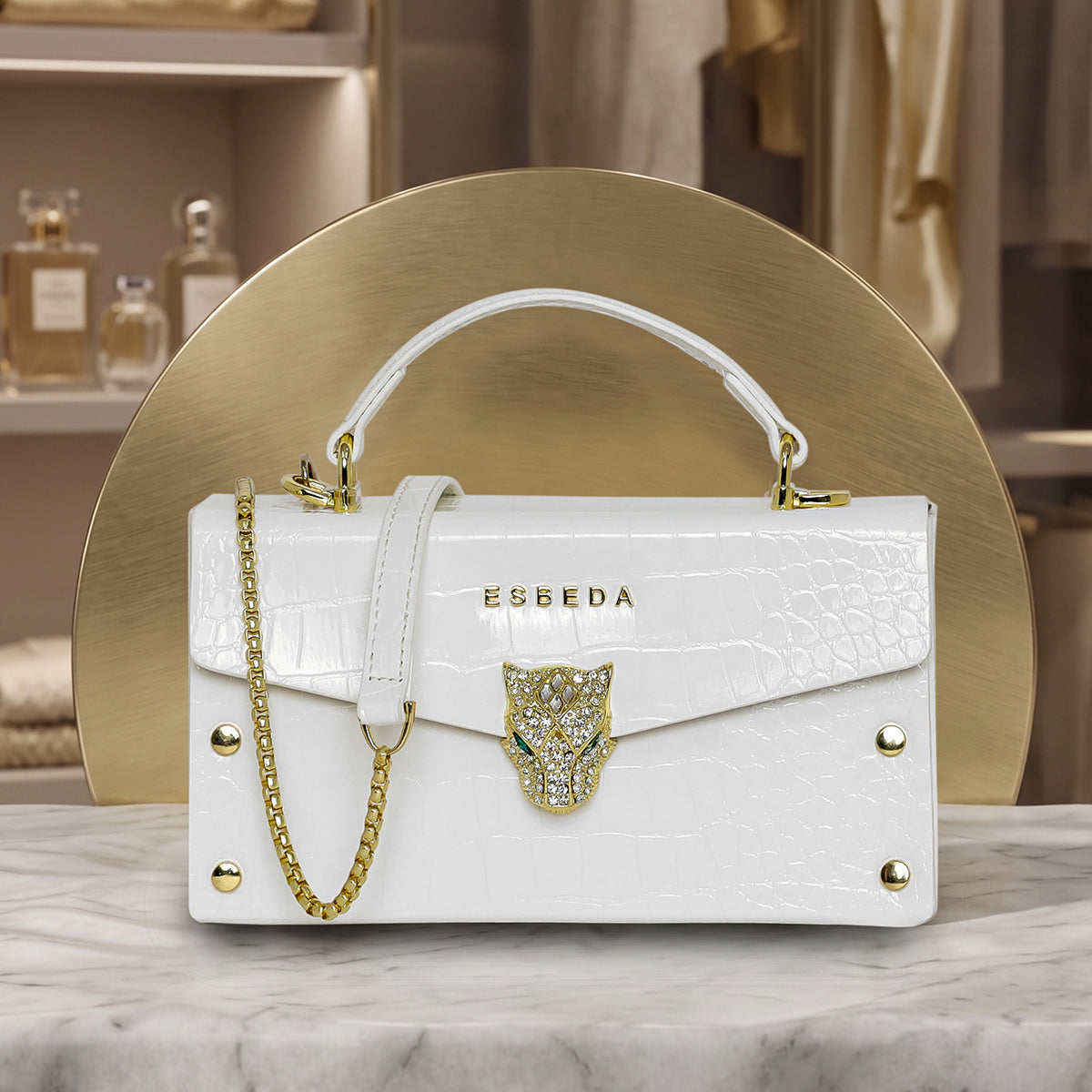 Royal Crystal Panther Lock Handbag For Womens