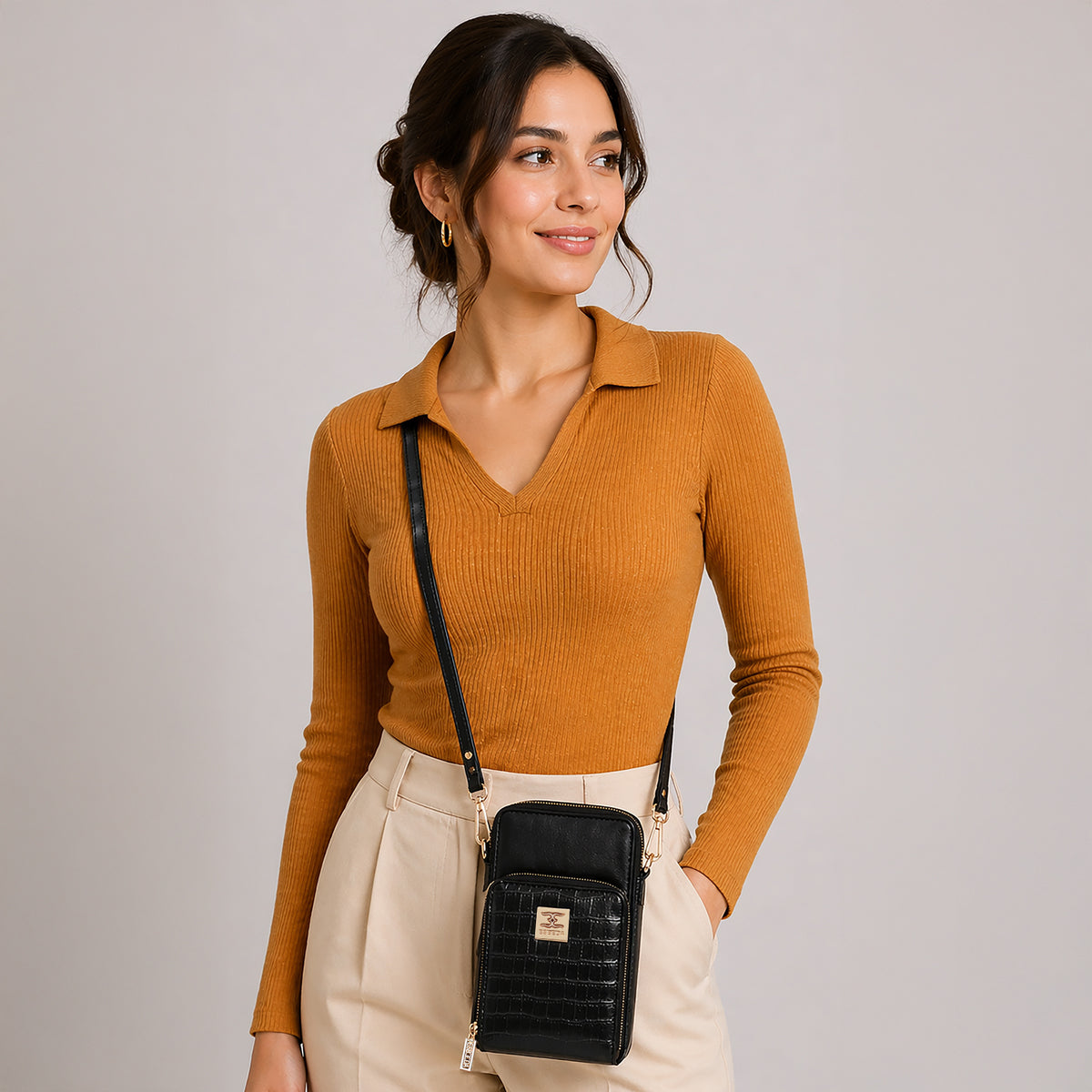 Croco Luxe Mini Mobile Sling Bag For Womens Main image