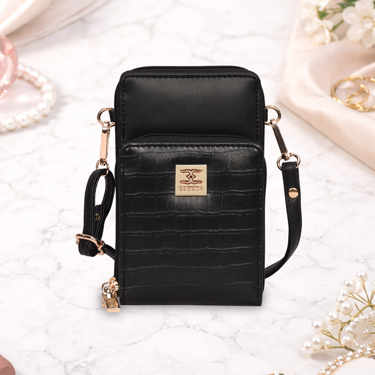Croco Luxe Mini Mobile Sling Bag For Womens Secondary image
