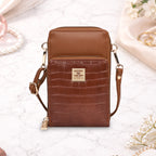 Croco Luxe Mini Mobile Sling Bag For Womens