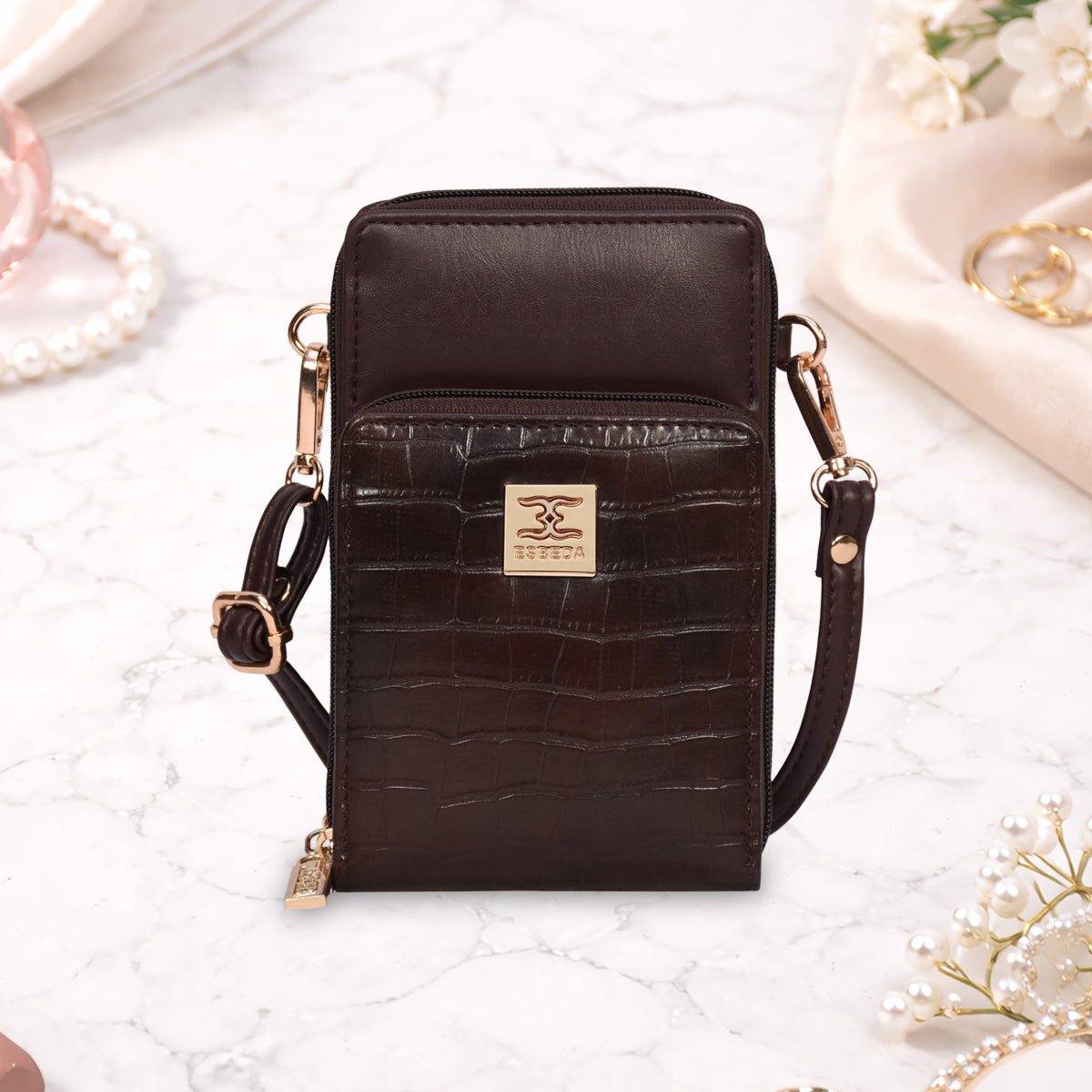 Croco Luxe Mini Mobile Sling Bag For Womens