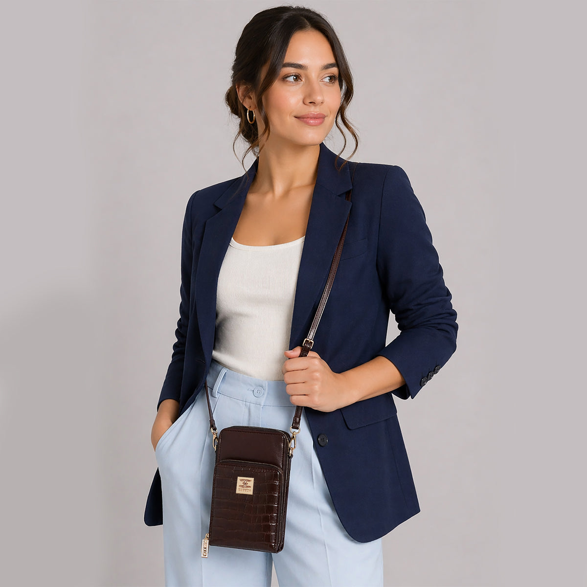 Croco Luxe Mini Mobile Sling Bag For Womens