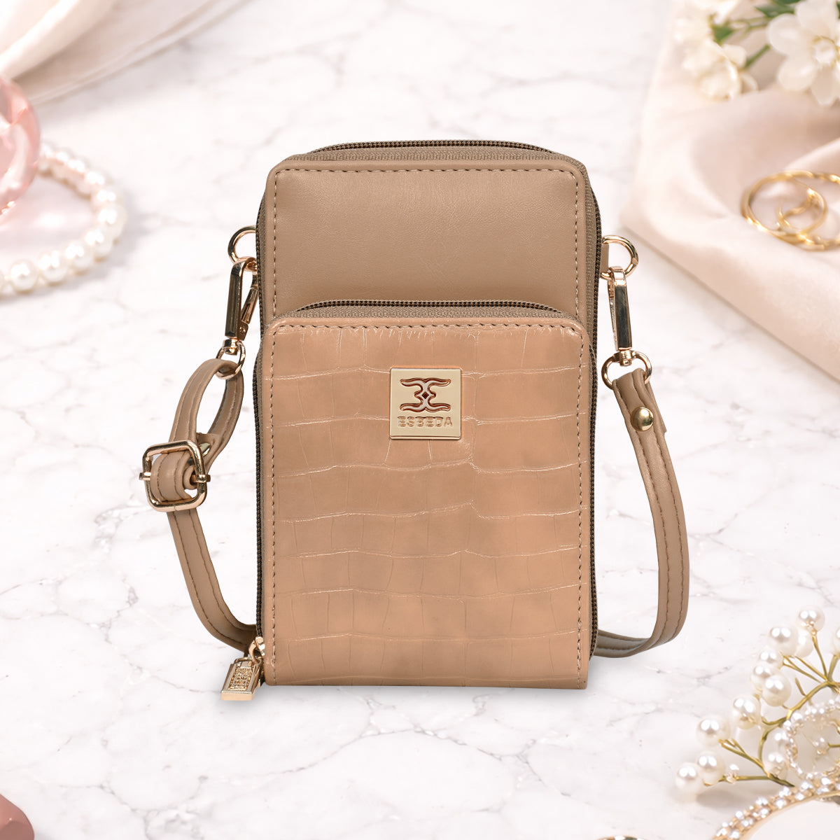 Croco Luxe Mini Mobile Sling Bag For Womens