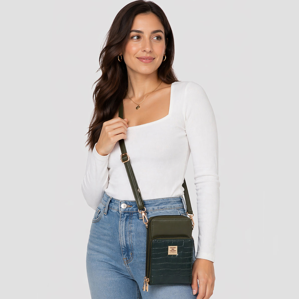 Croco Luxe Mini Mobile Sling Bag For Womens