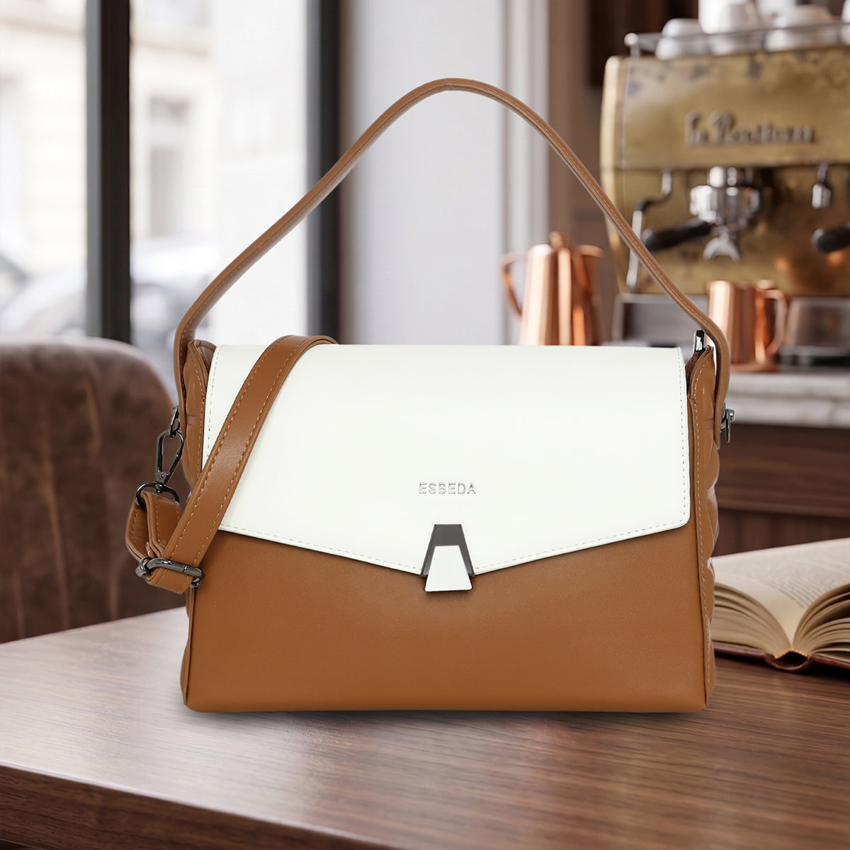 Dual Tone Flap Lock Handbag Main image