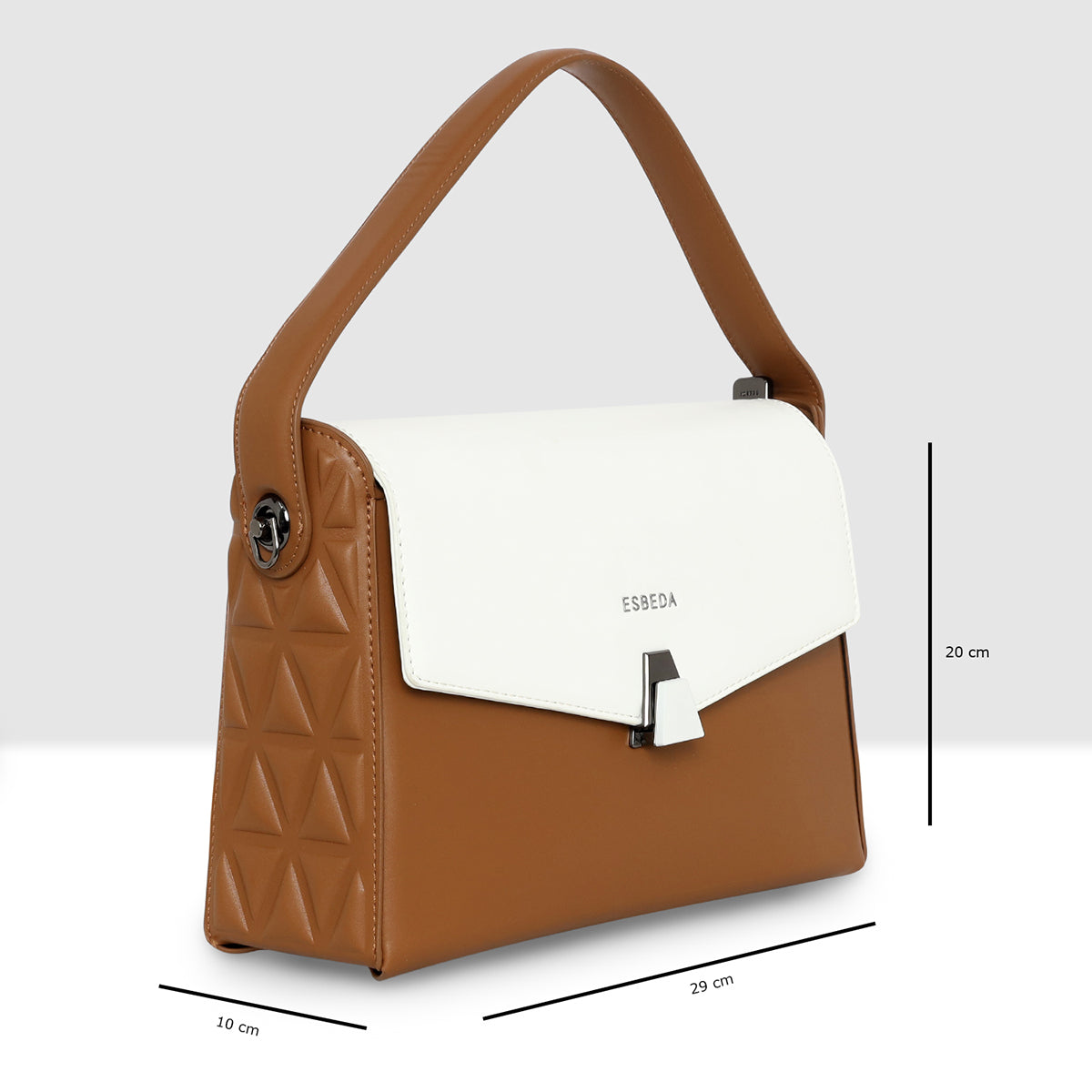 Dual Tone Flap Lock Handbag