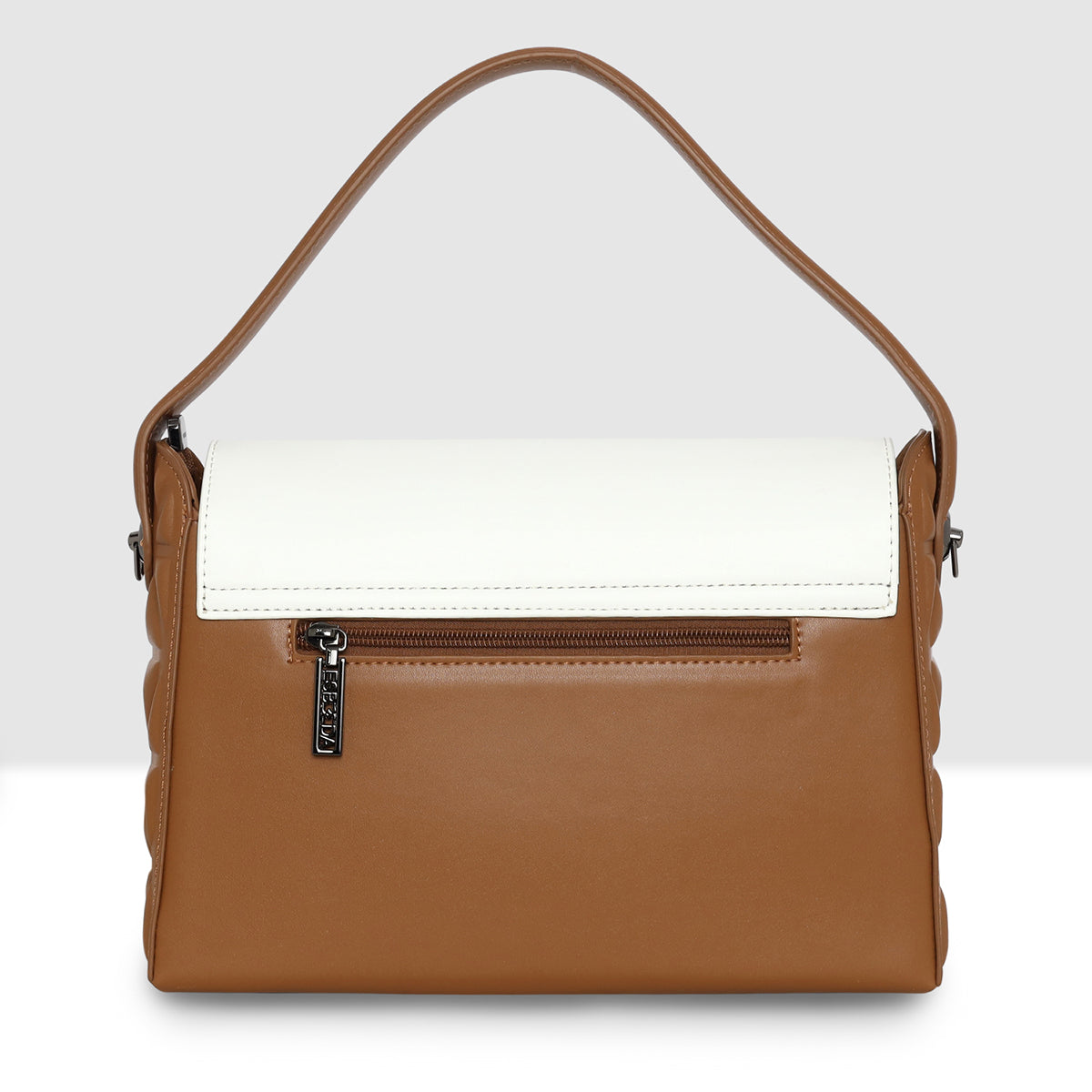 Dual Tone Flap Lock Handbag