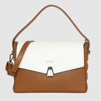Dual Tone Flap Lock Handbag