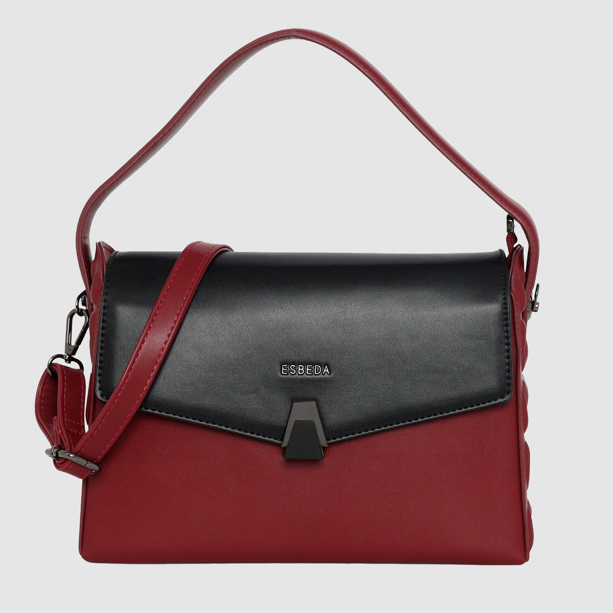 Dual Tone Flap Lock Handbag