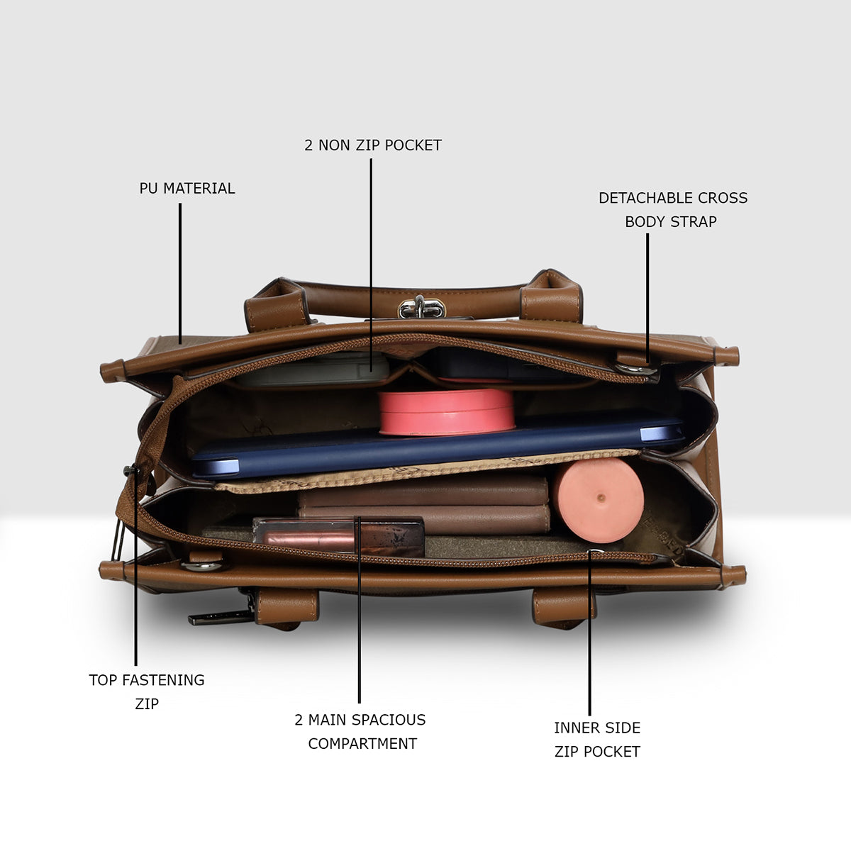 Lock Detail Structured Handbag