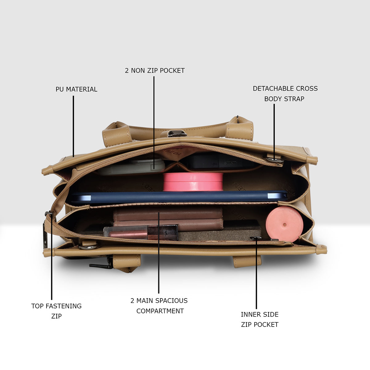 Lock Detail Structured Handbag