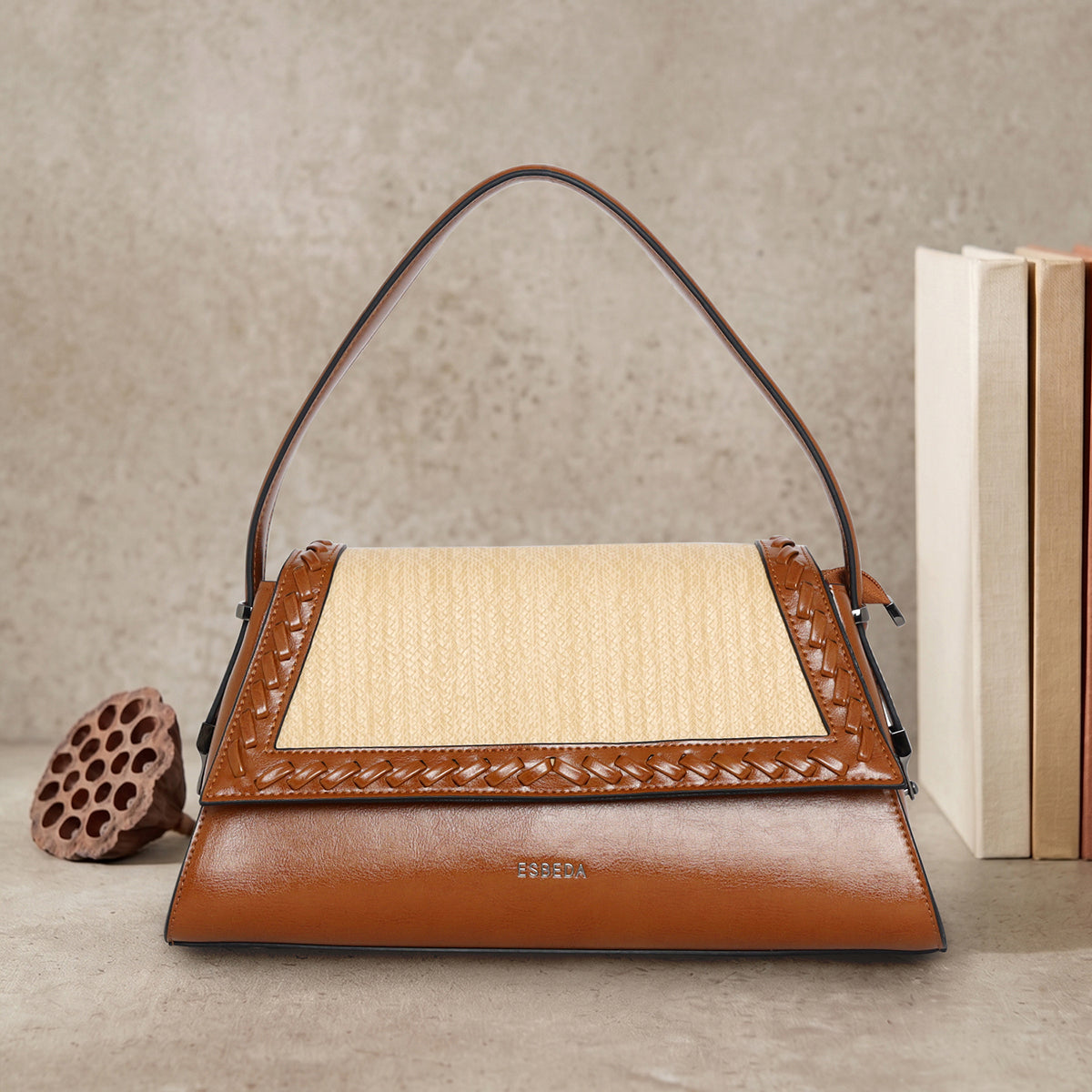 Textured-Weave-Flap-Handbag
