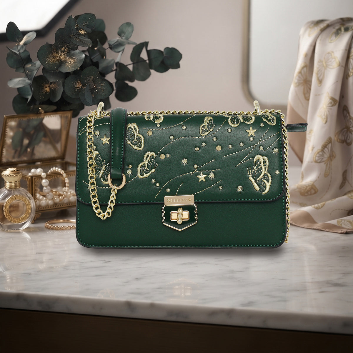 Butterfly & Star Embroidered Slingbag