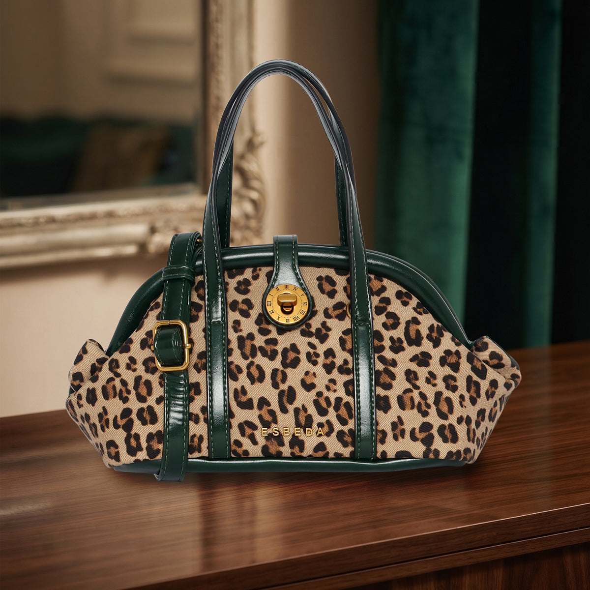 Leopard-Print-Dome-Handbag