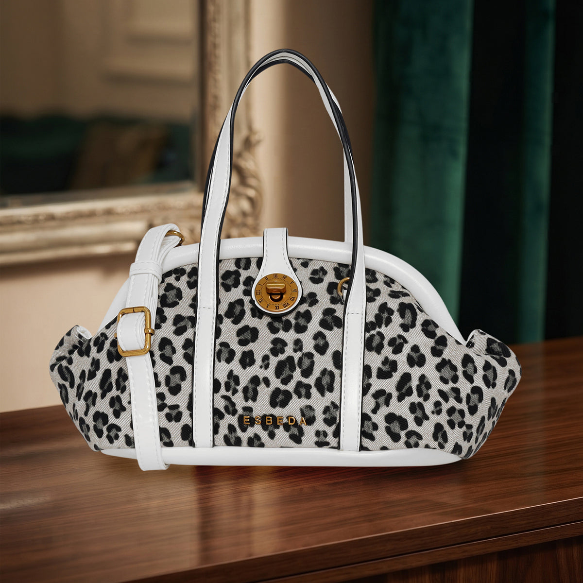 Leopard-Print-Dome-Handbag