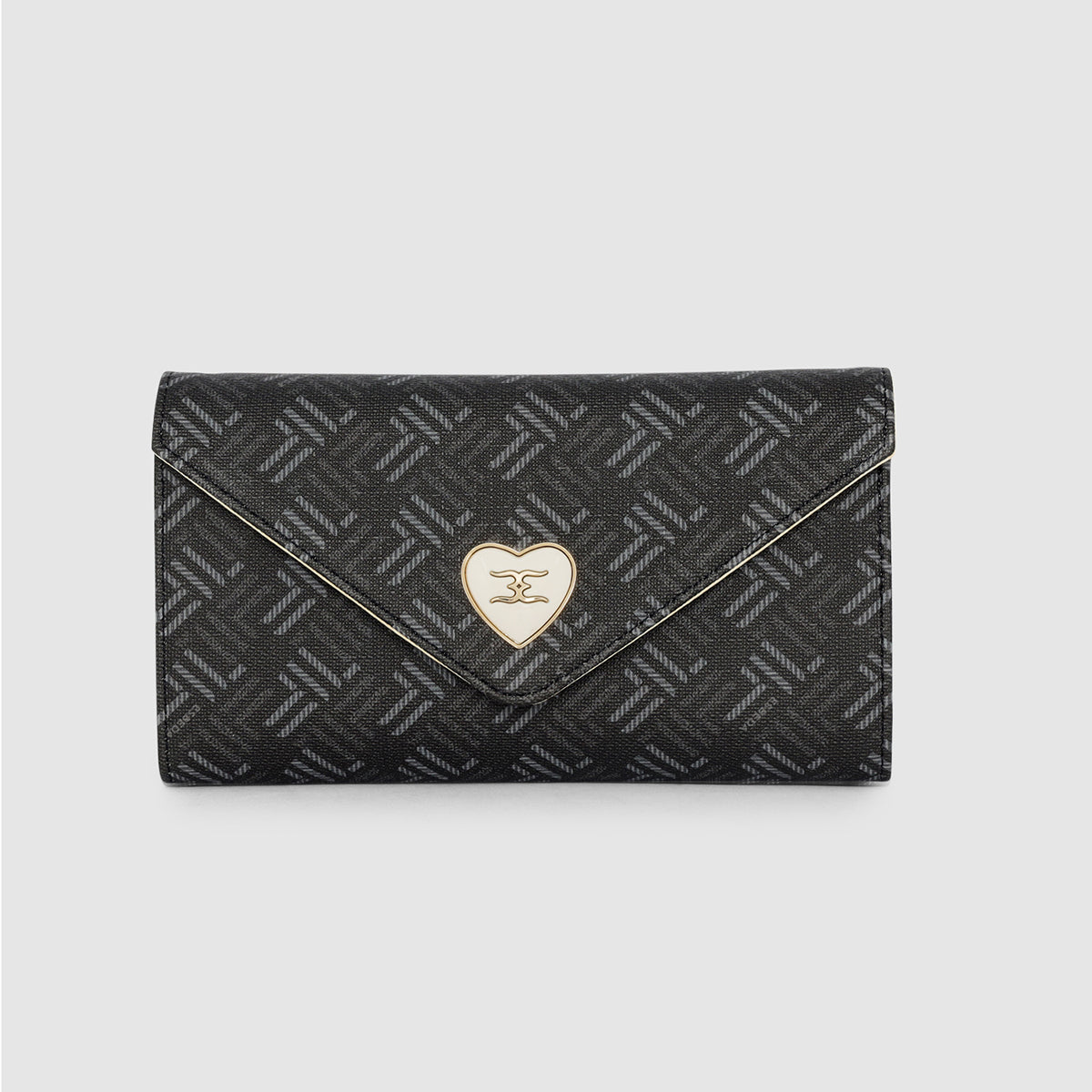 Geometric Monogram Envelope Flap Wallet