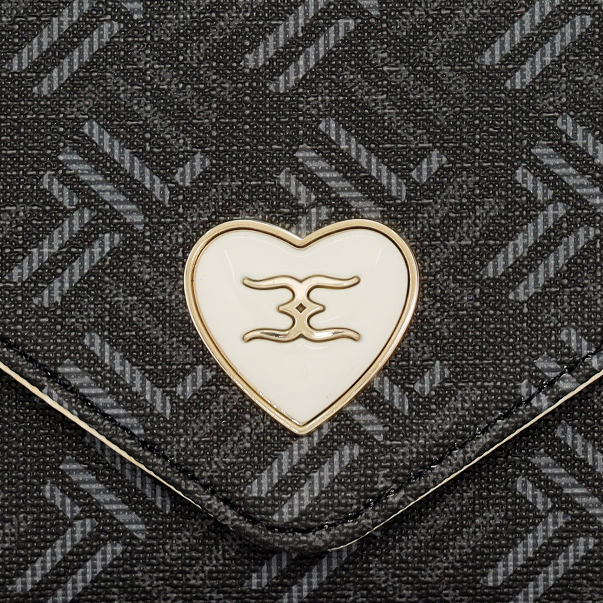Geometric Monogram Envelope Flap Wallet