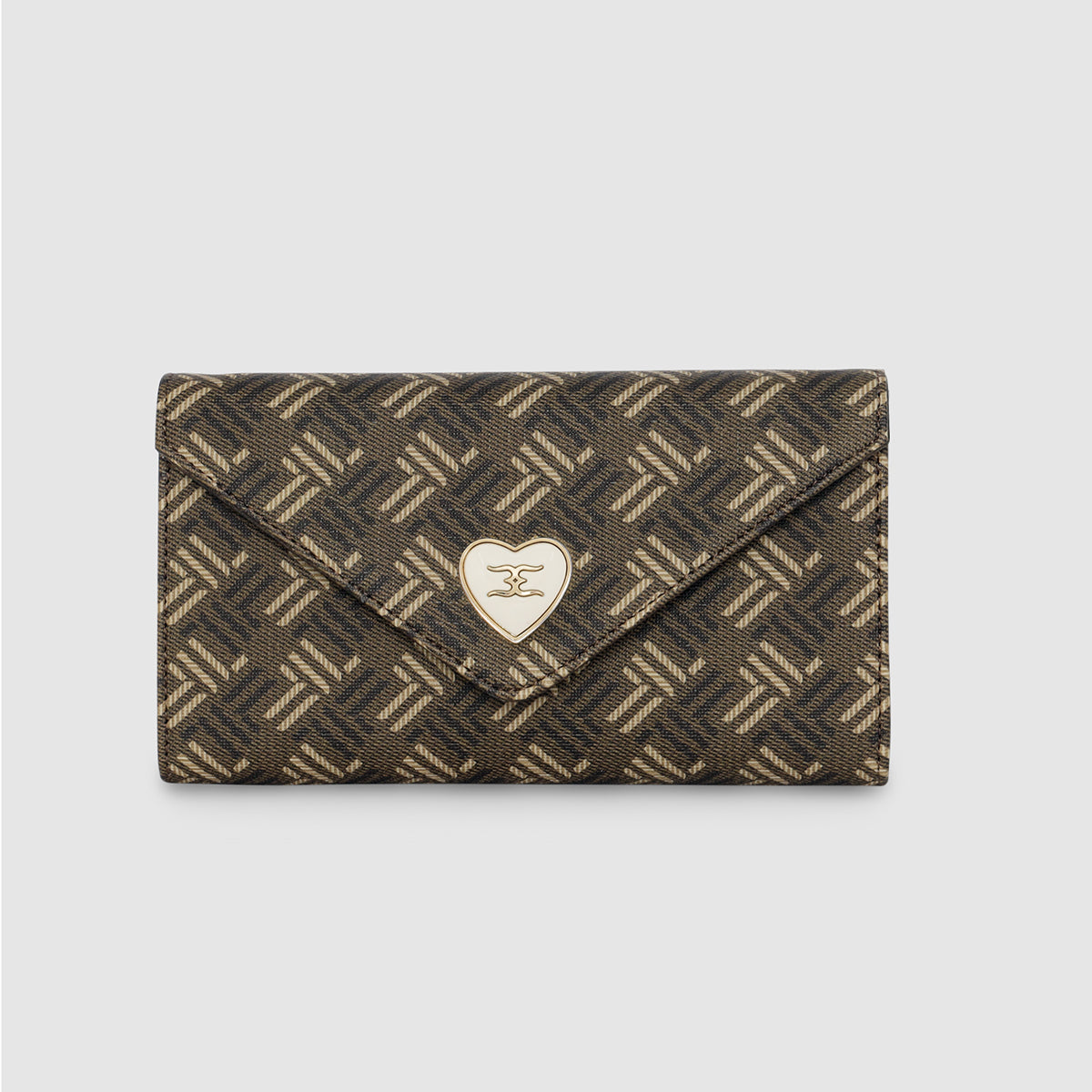 Geometric Monogram Envelope Flap Wallet