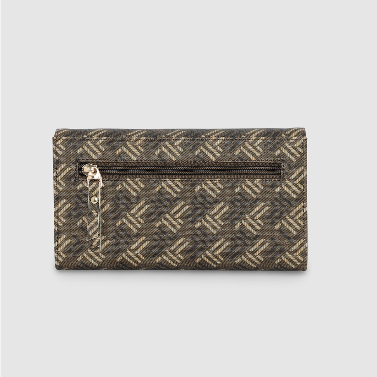Geometric Monogram Envelope Flap Wallet