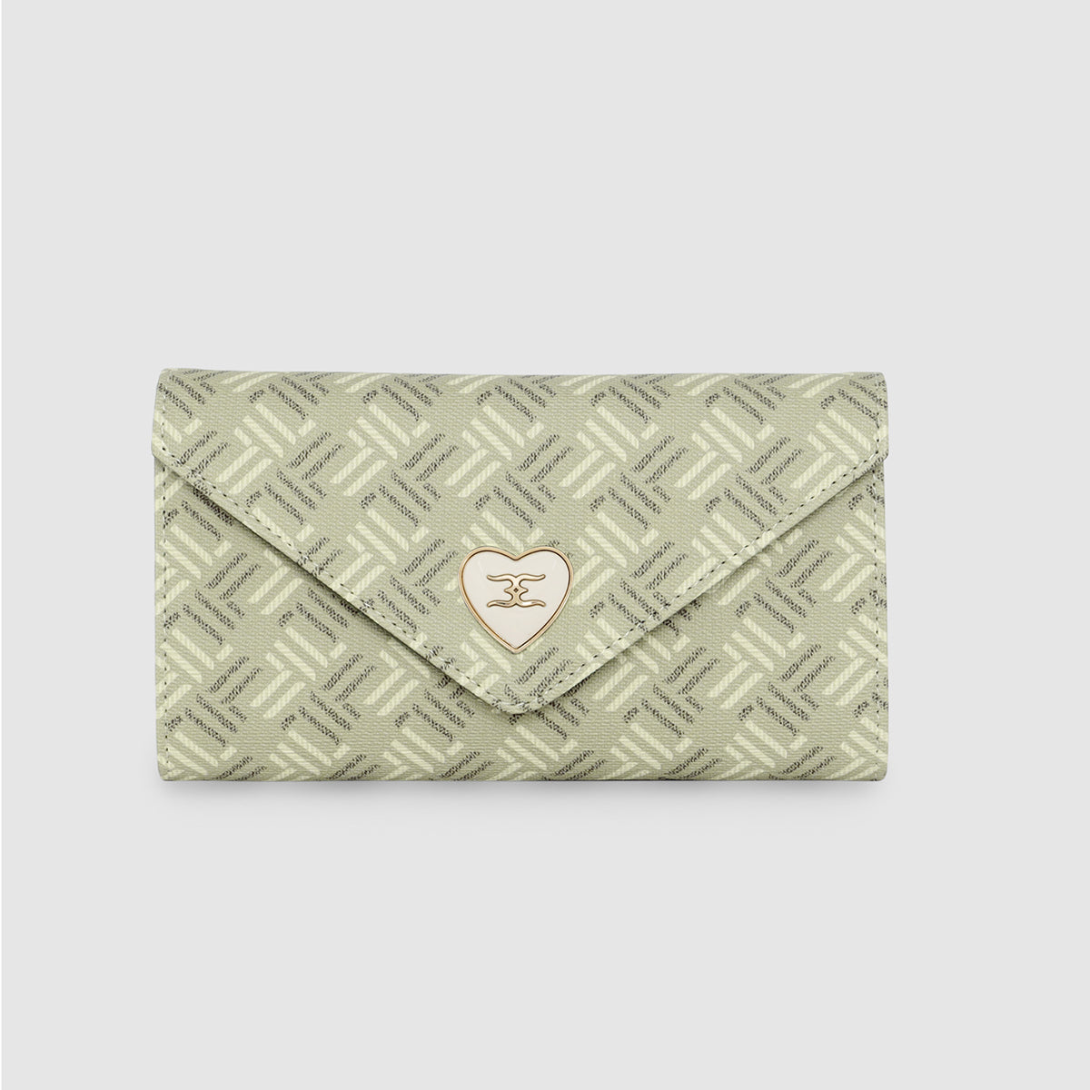 Geometric Monogram Envelope Flap Wallet