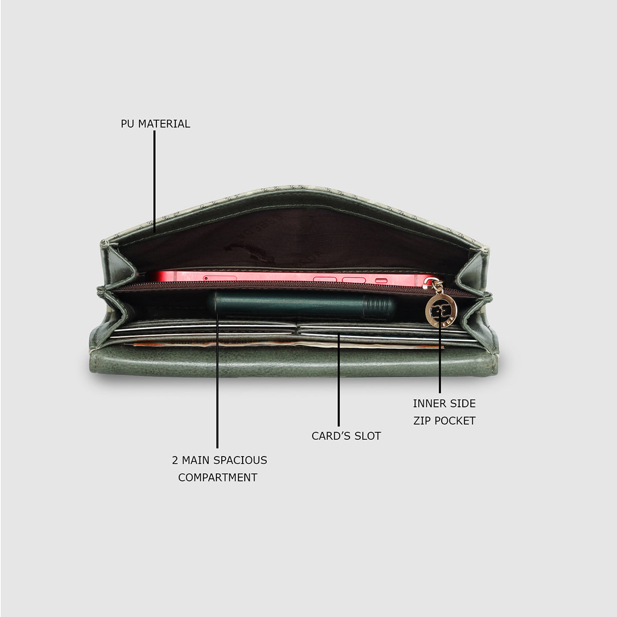 Geometric Monogram Envelope Flap Wallet