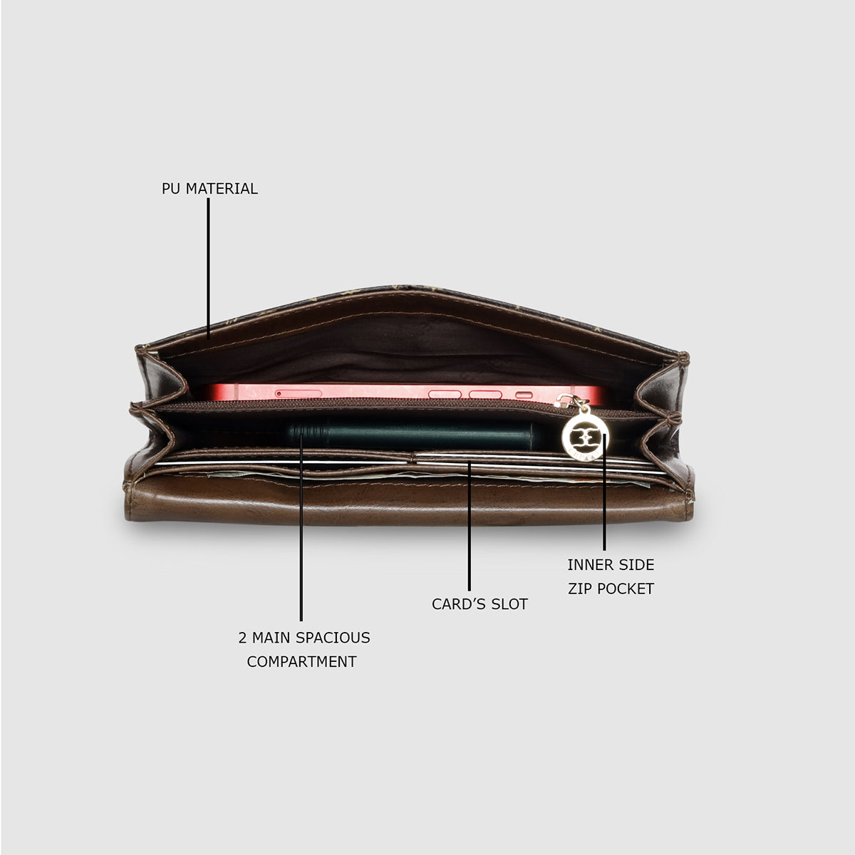 Diagonal Logo Print Envelope Flap Wallet