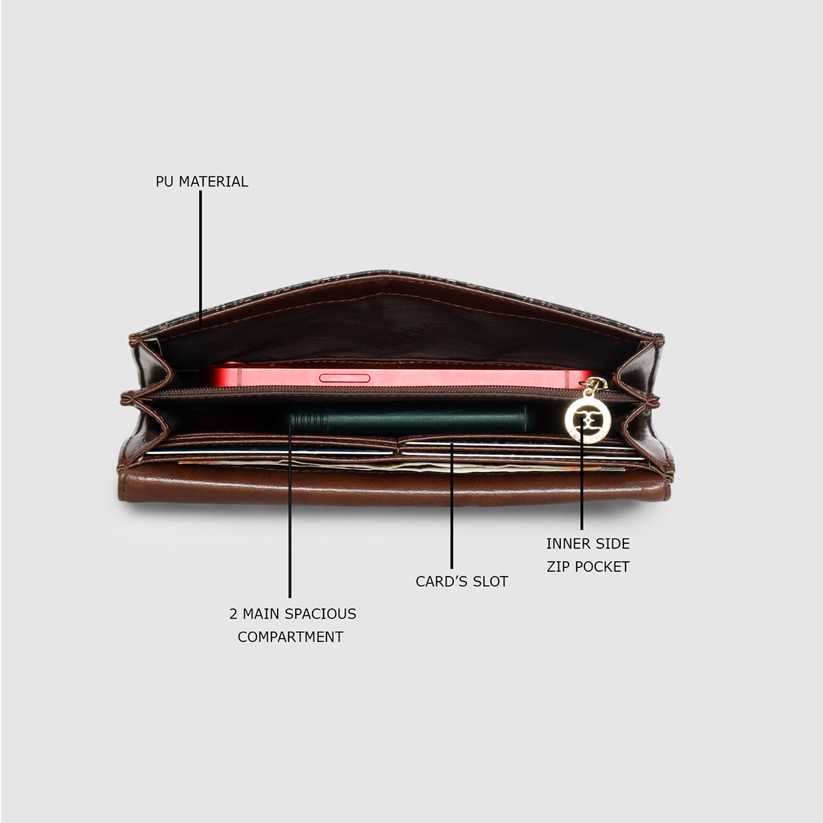 Abstract Script Monogram Envelope Flap Wallet