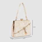 Crystal Belt Top Handle Clutch
