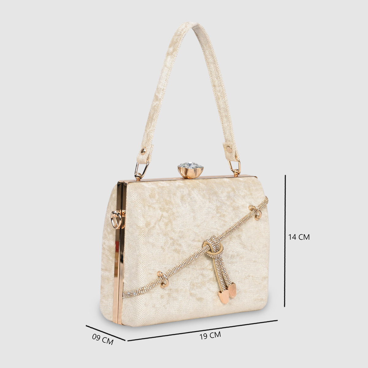 Crystal Belt Top Handle Clutch