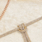 Crystal Belt Top Handle Clutch