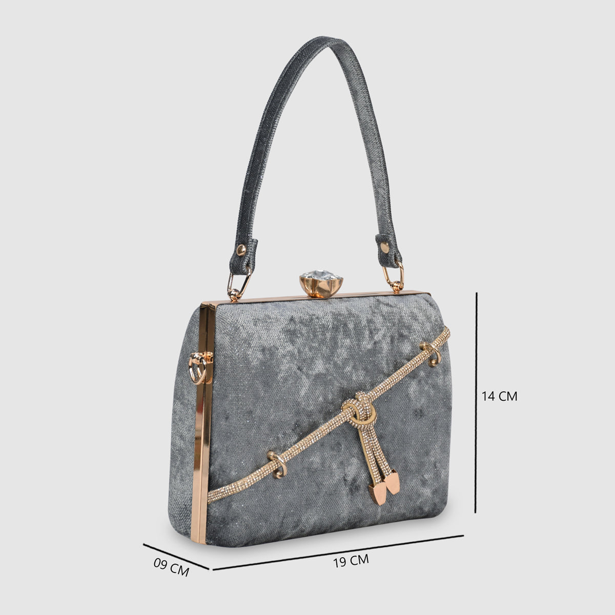 Crystal Belt Top Handle Clutch