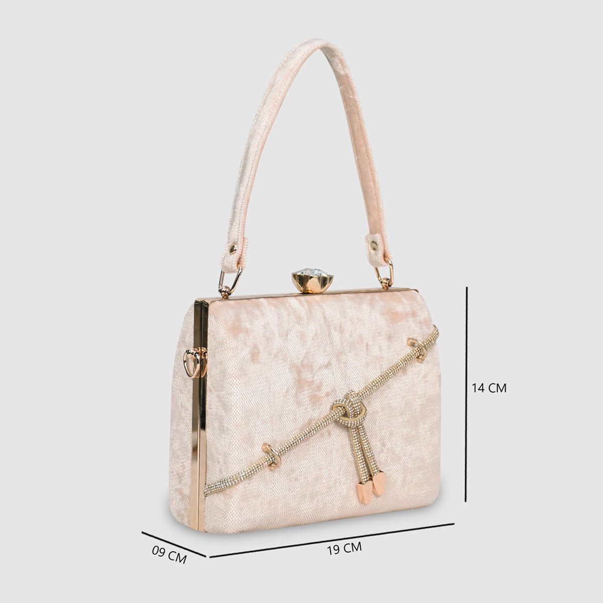 Crystal Belt Top Handle Clutch