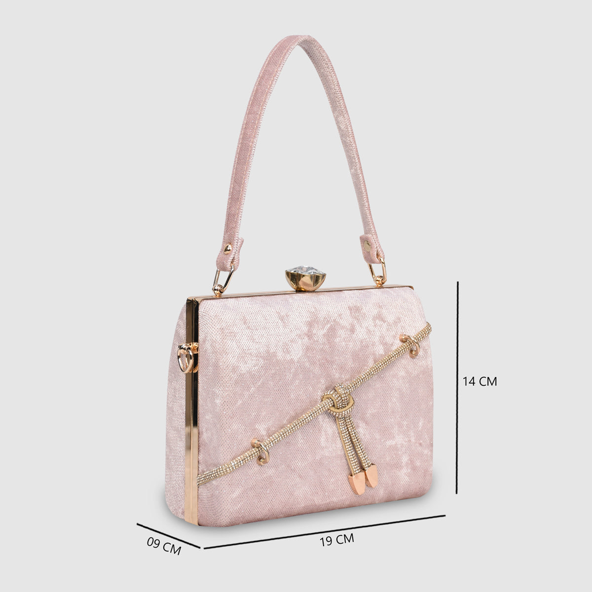 Crystal Belt Top Handle Clutch