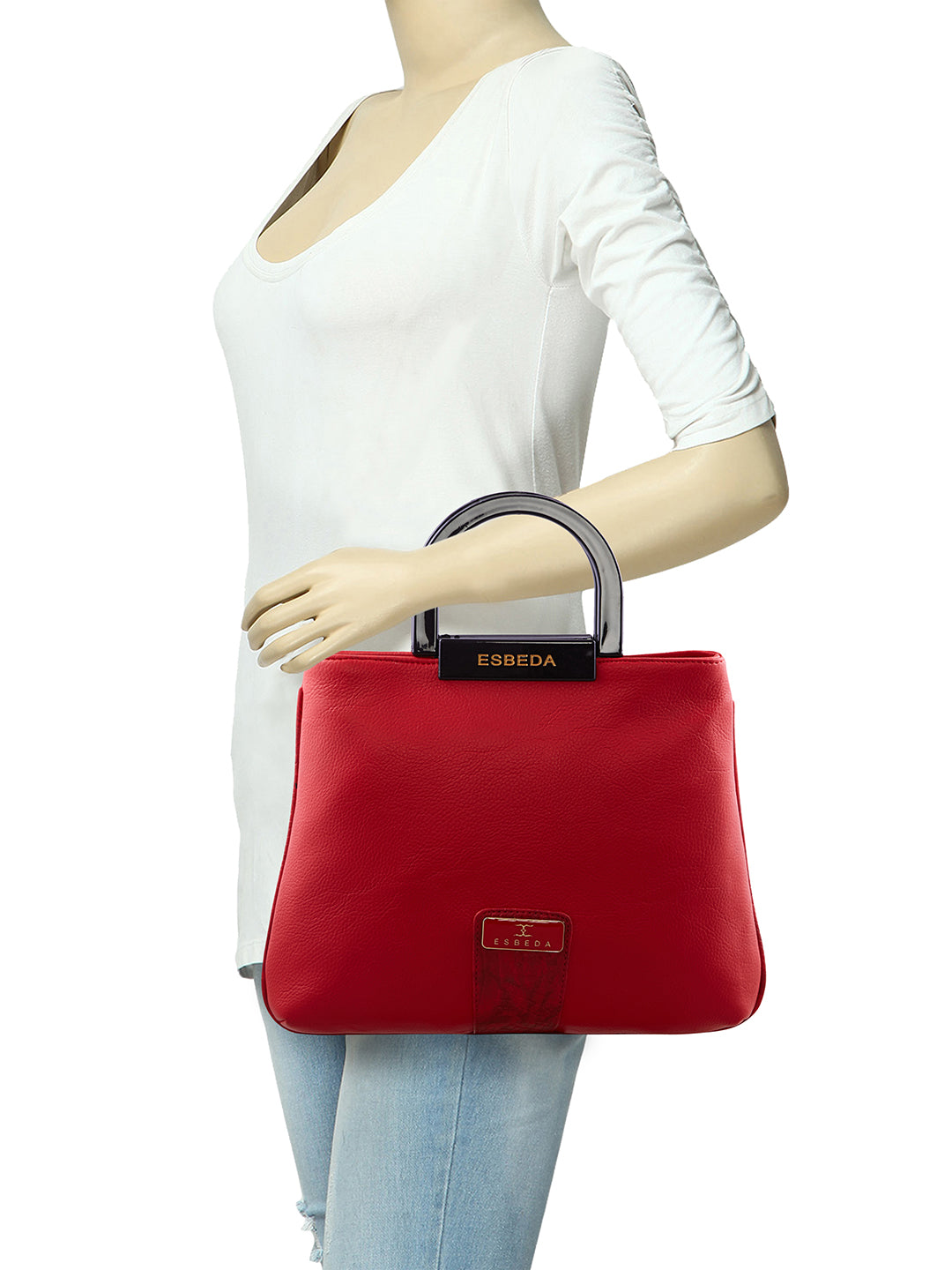 Croco Pattern Acrylic Handle Handbag For Womens