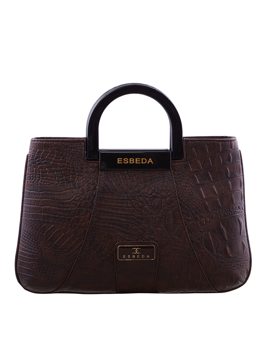 Croco Pattern Acrylic Handle Handbag For Womens