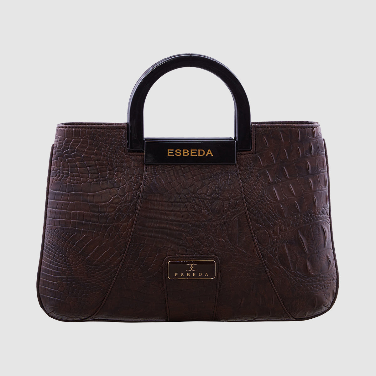 Croco Pattern Acrylic Handle Handbag For Womens