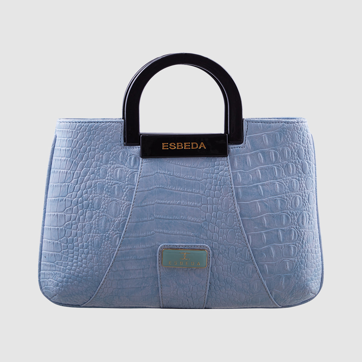 Croco Pattern Acrylic Handle Handbag For Womens