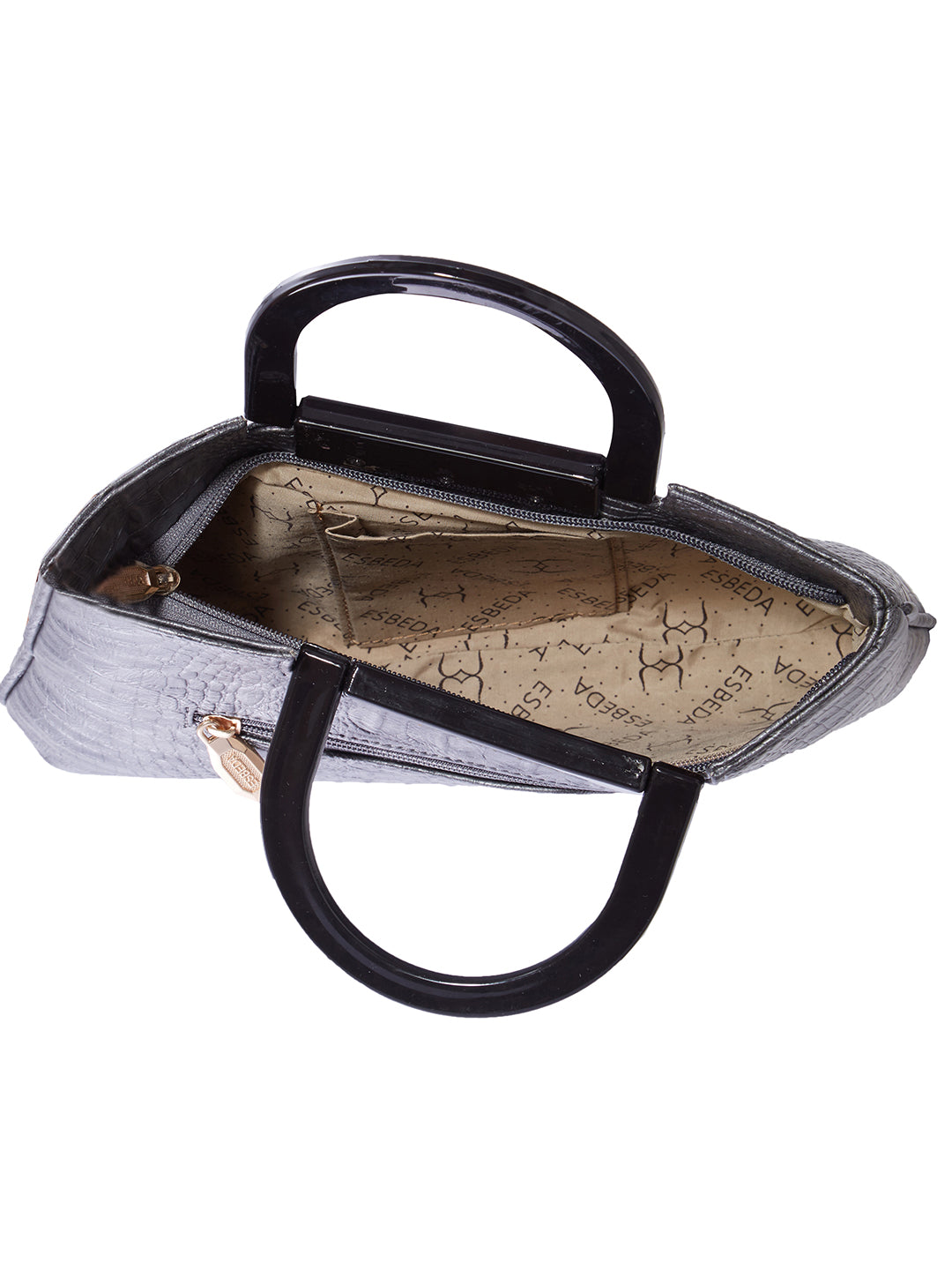 Croco Pattern Acrylic Handle Handbag For Womens