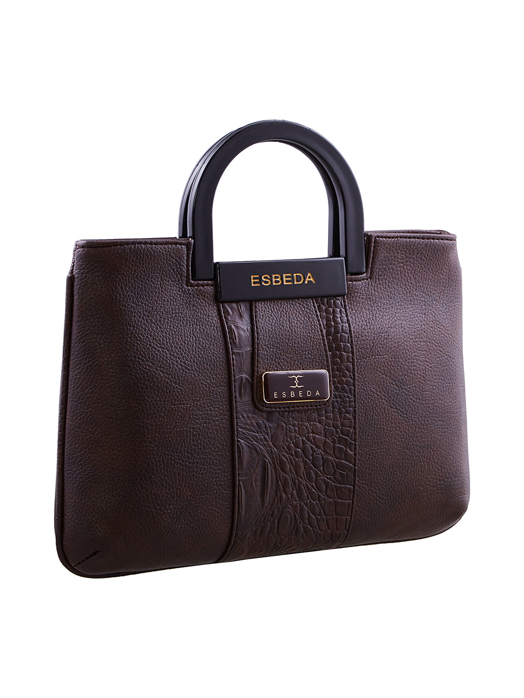 Croco Stripe Pattern Acrylic Handle Handbag For Womens