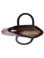 Croco Stripe Pattern Acrylic Handle Handbag For Womens
