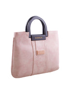 Croco Stripe Pattern Acrylic Handle Handbag For Womens