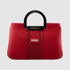 Croco Stripe Pattern Acrylic Handle Handbag For Womens